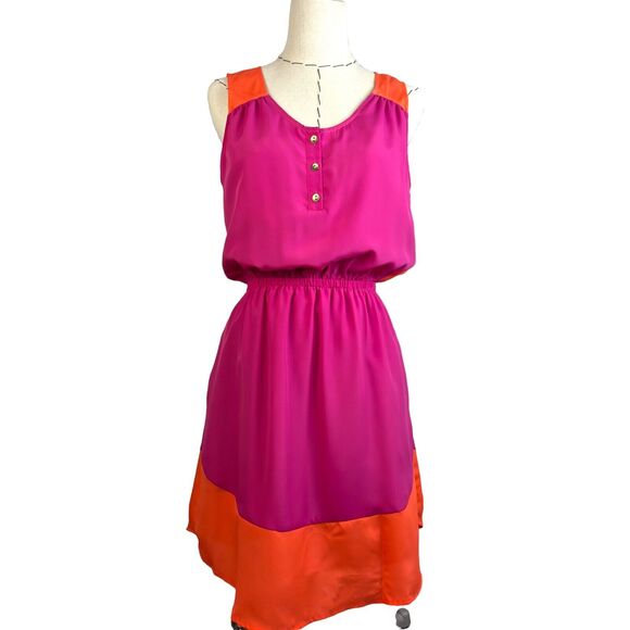 Merona‎ Midi Colorblock Quarter Button Pockets Pullover Empire Sleeveless Dress - Picture 1 of 7